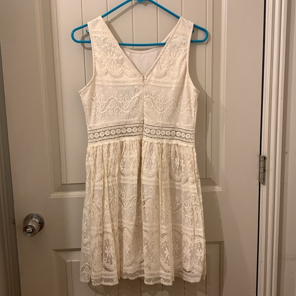 Cream Colored Lace Mini Dress - Picture 2 of 6